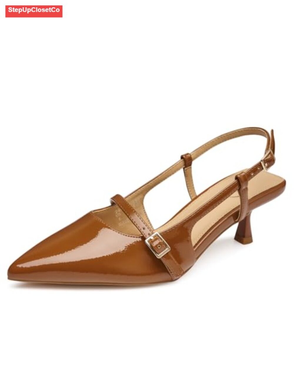 Slingback Pointed Toe Pumps - Rhinestone Glitter Dressy Heels for Party Work